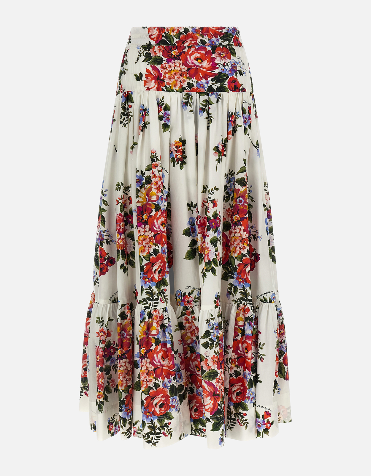 Dolce & Gabbana フラワーブーケプリントポプリンロングスカート