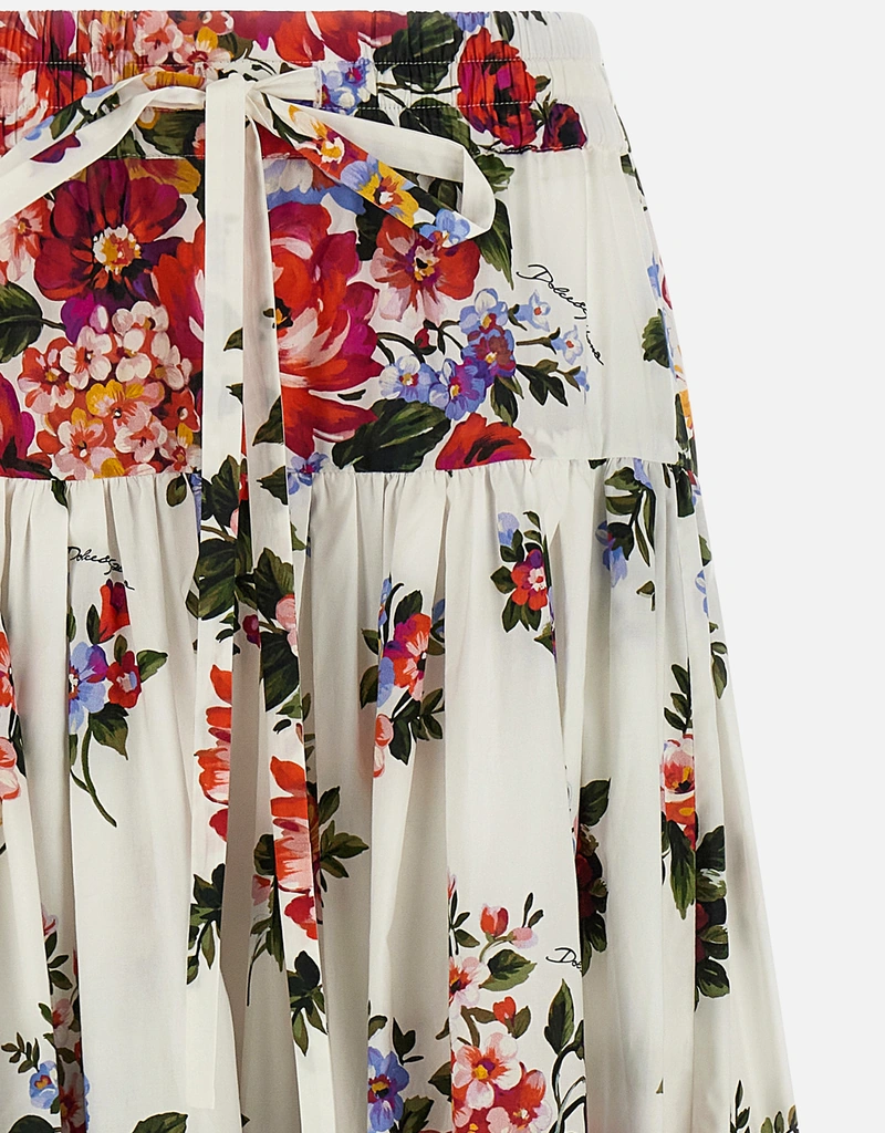 【美品】DOLCE&GABBANA 花柄ロングスカート　チューリップ　イタリア製 Dolce & Gabbana フラワーブーケプリントポプリンロングスカート