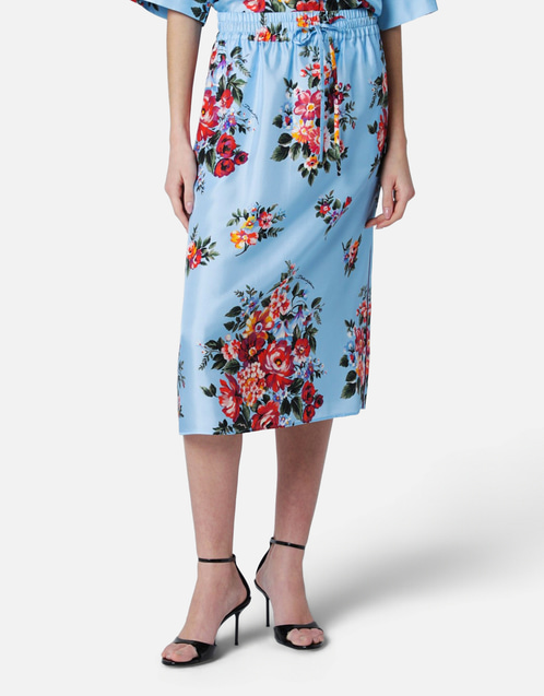DOLCE&GABBANA ドルチェアンドガッバーナ フラワー柄シルクスカート Dolce & Gabbana シルクツイル花柄スカート (ドレス) IFCHIC.COM