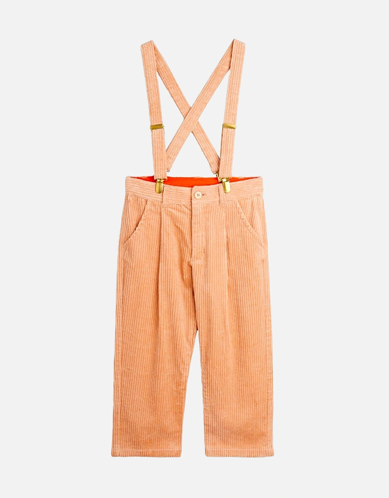 MINI RODINI キッズ クローバー コーデュロイ サスペンダー パンツ