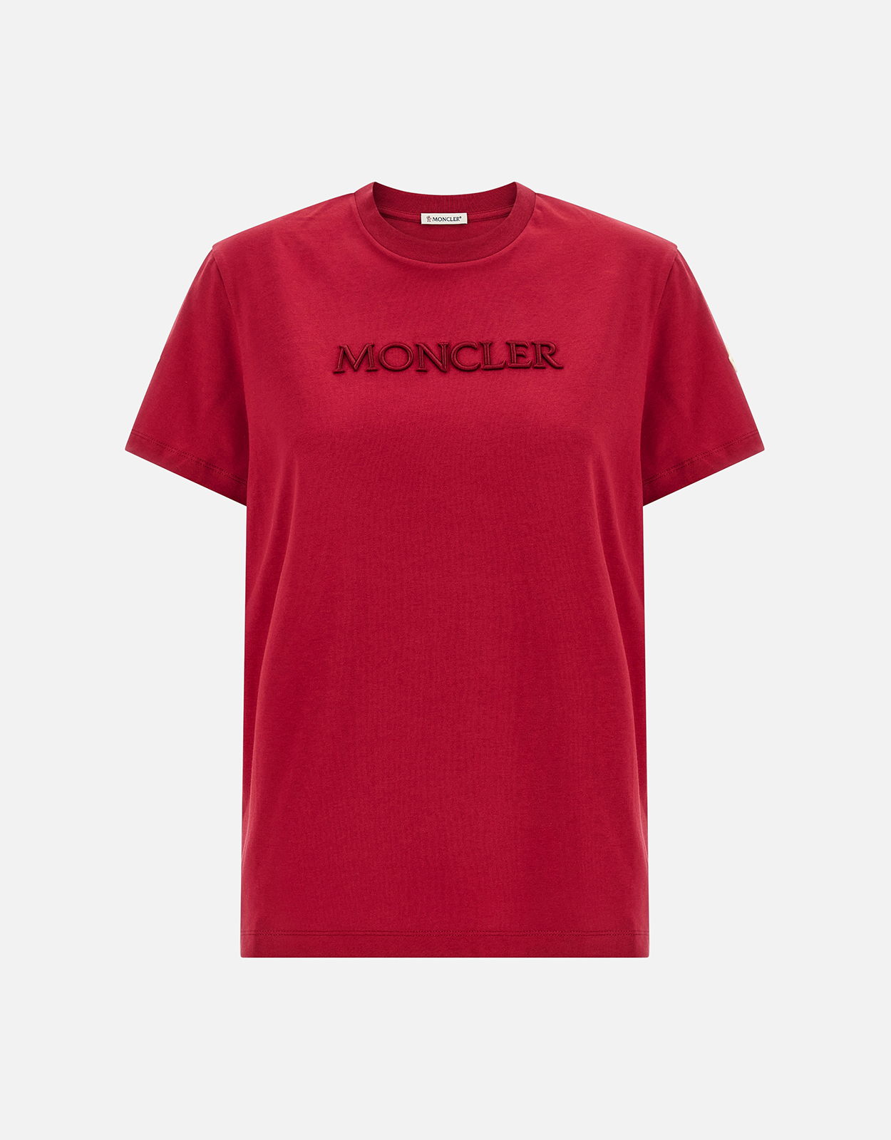 MONCLER 赤 Tシャツ ロゴ刺繍 5007878.jpg