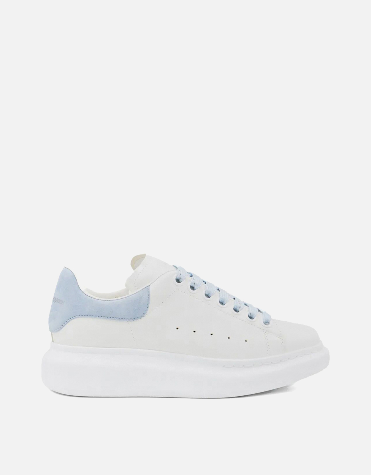 Alexander McQueen ホワイトカーフレザーパステルライトブルースエード