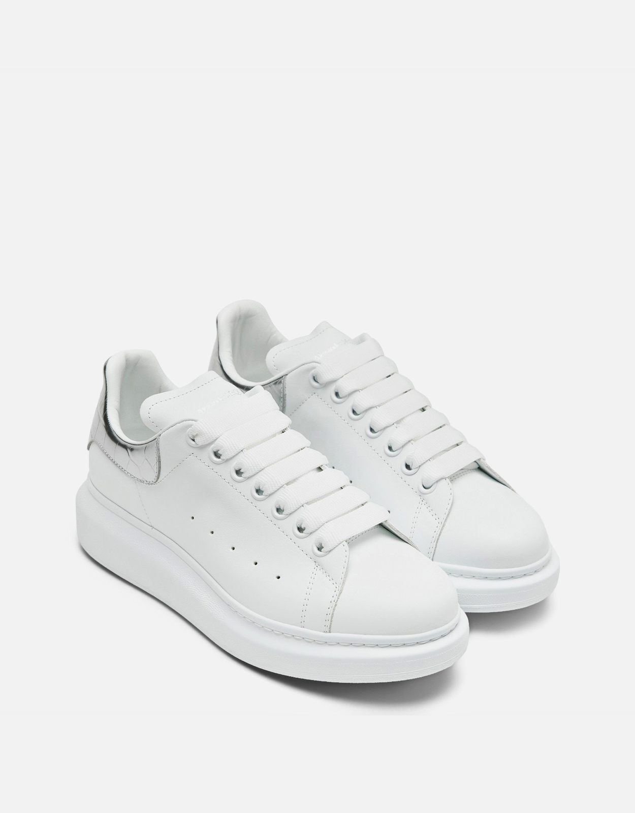 Alexander McQueen ホワイトシルバークロコ型押しカーフレザービッグ