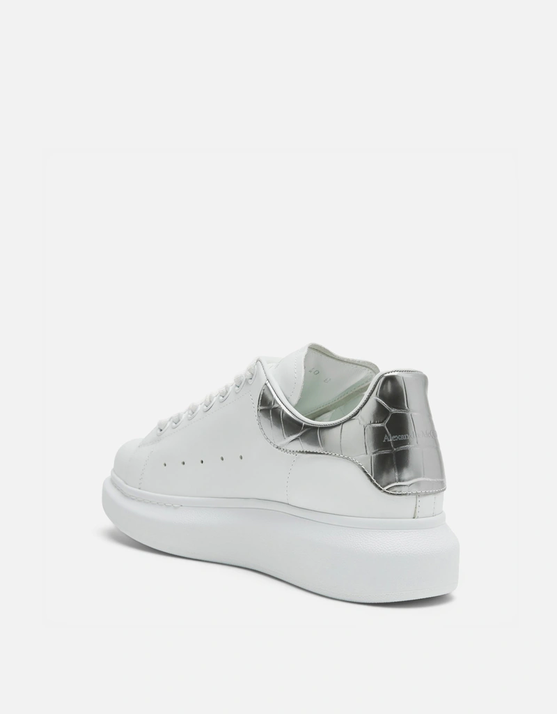 Alexander McQueen ホワイトシルバークロコ型押しカーフレザービッグ