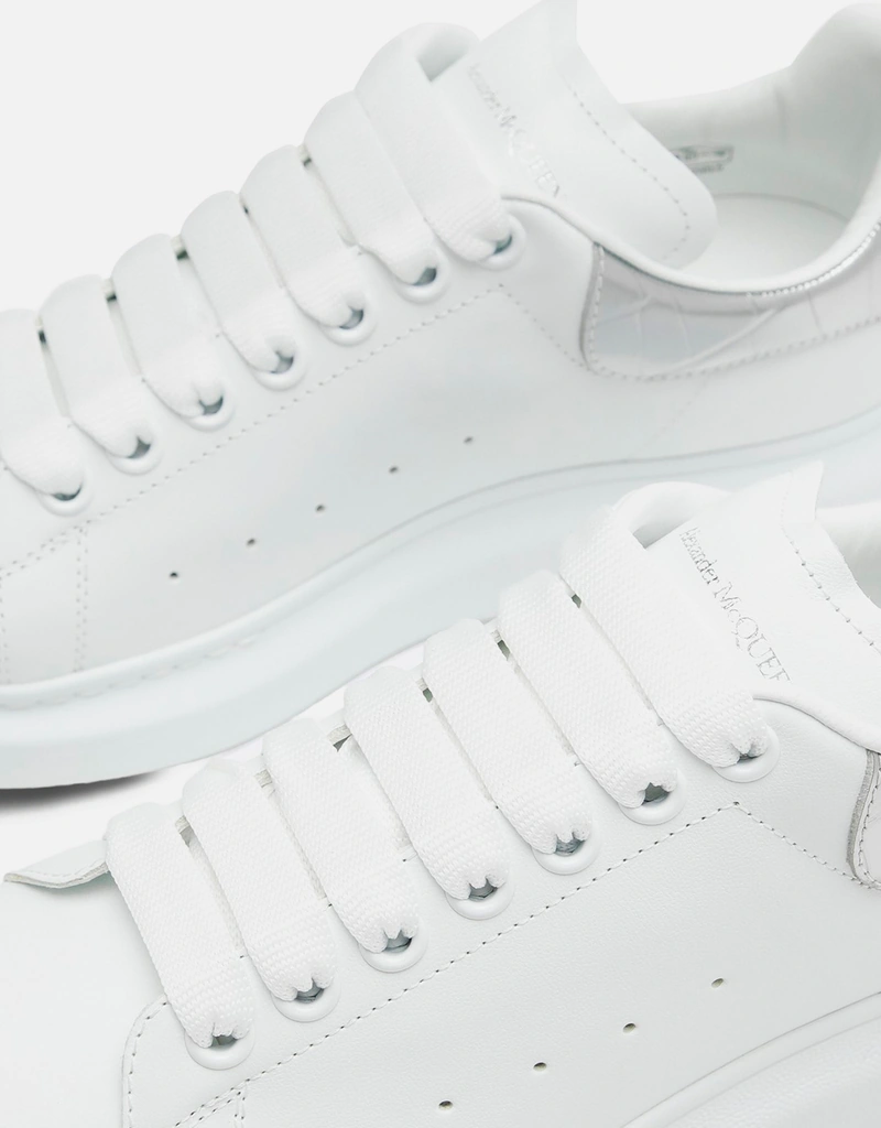 Alexander McQueen ホワイトシルバークロコ型押しカーフレザービッグ