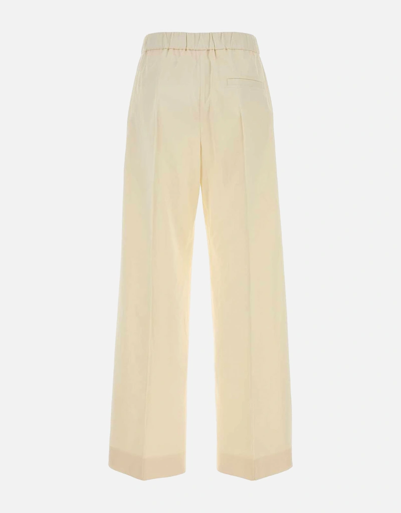 JIL SANDER アイボリー スラックス 48 Jil Sander アイボリーコットンワイドレッグパンツ (すべての新品