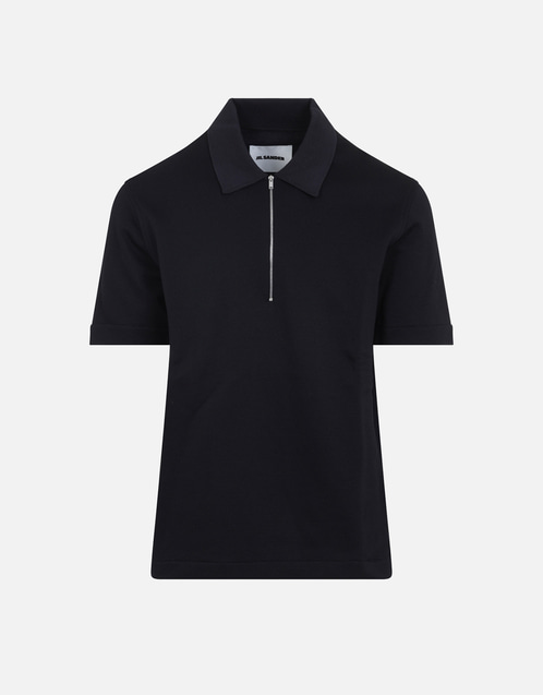 Jil Sander メンズニット襟ポリアミドコットンポロシャツ (すべての