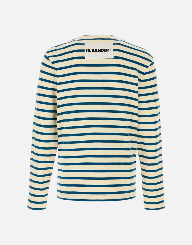 Jil Sander メンズ綿オーバーサイズストライプクルーネックTシャツ