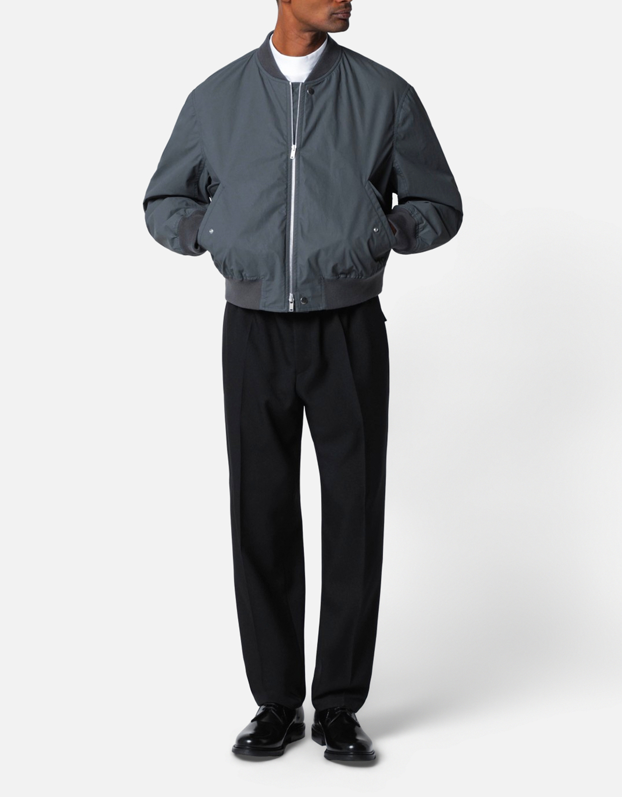Jil Sander メンズコットンジップアップボンバージャケット (すべての