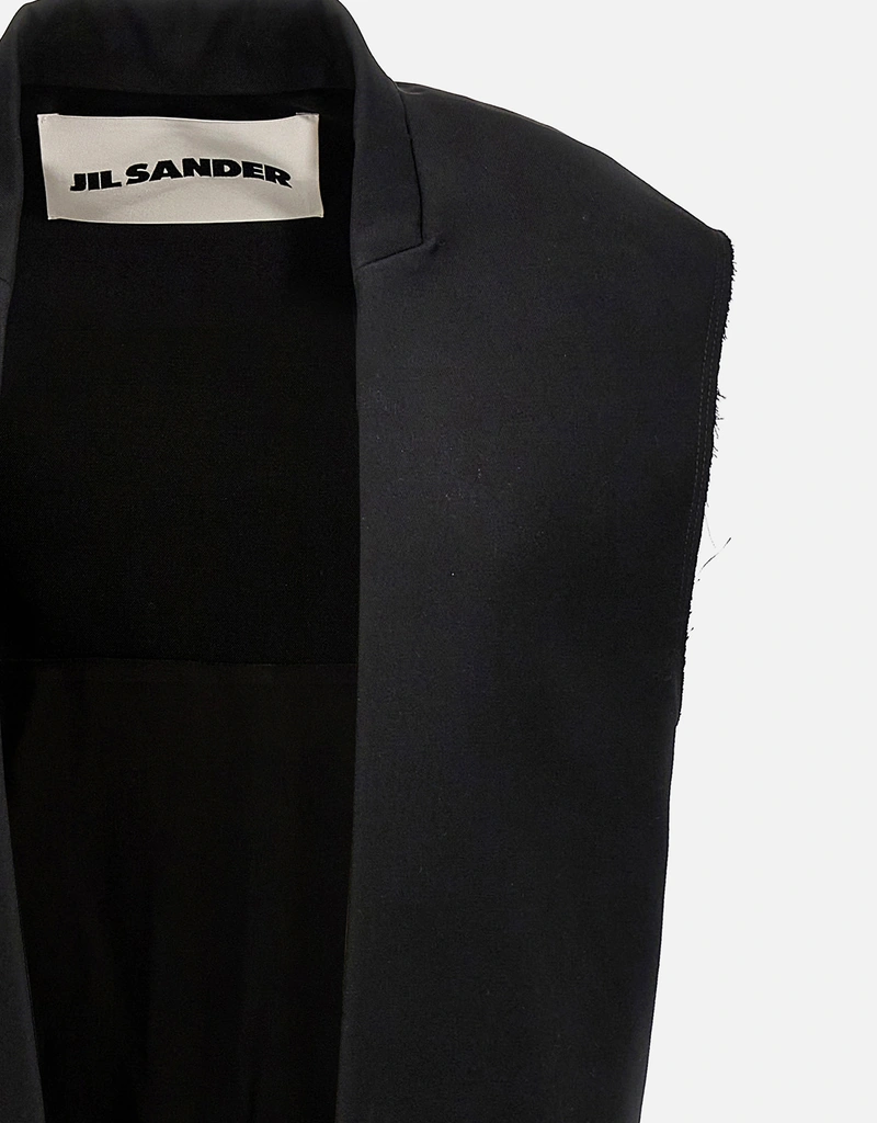 Jil Sander テーラード ウール＆ビスコース ツーマテリアル ロング