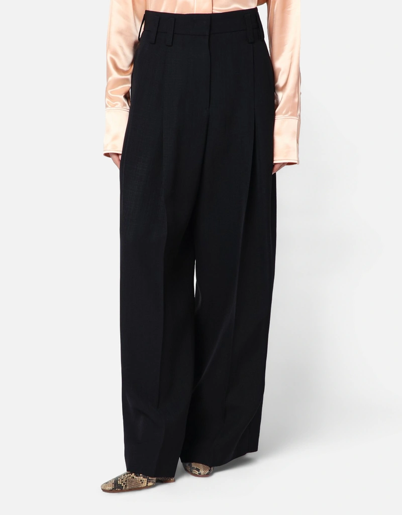 Jil Sander Silk Blend Voluminous High Waist Trousers (Pants