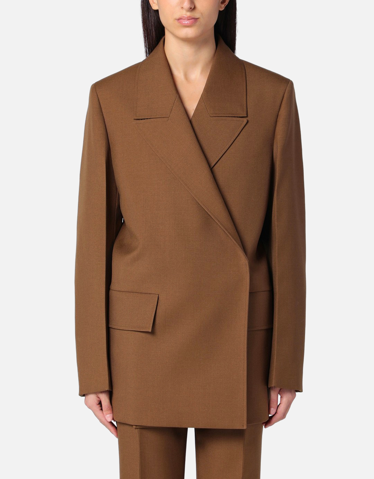 ZILLI ブラウンレザーダブルブレストジャケット Jil Sander ブラウンウールダブルブレストジャケット (すべての新品