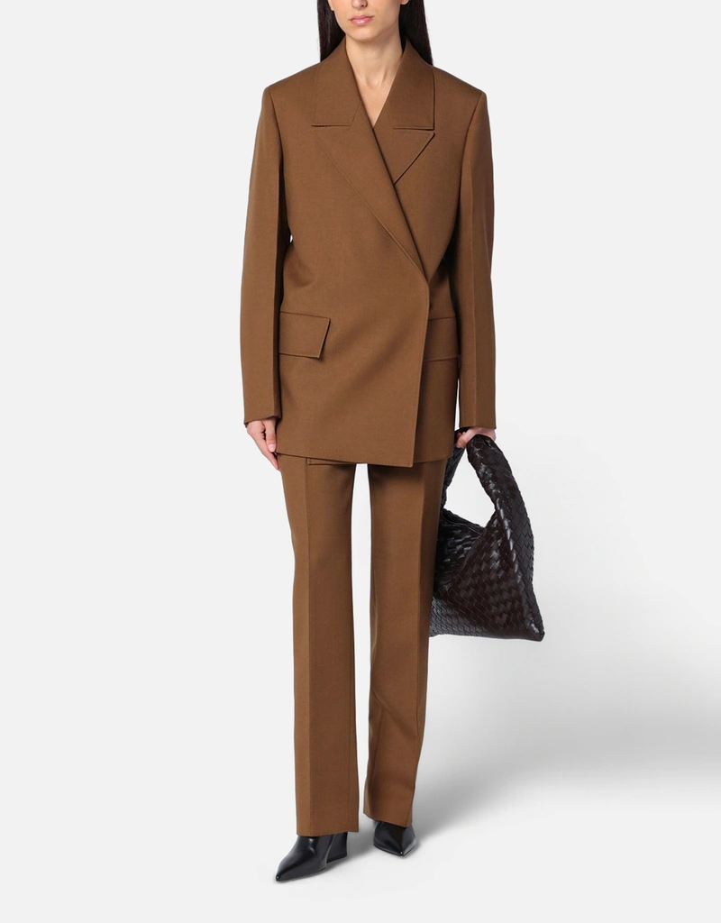 Jil Sander ブラウンウールダブルブレストジャケット (すべての新品