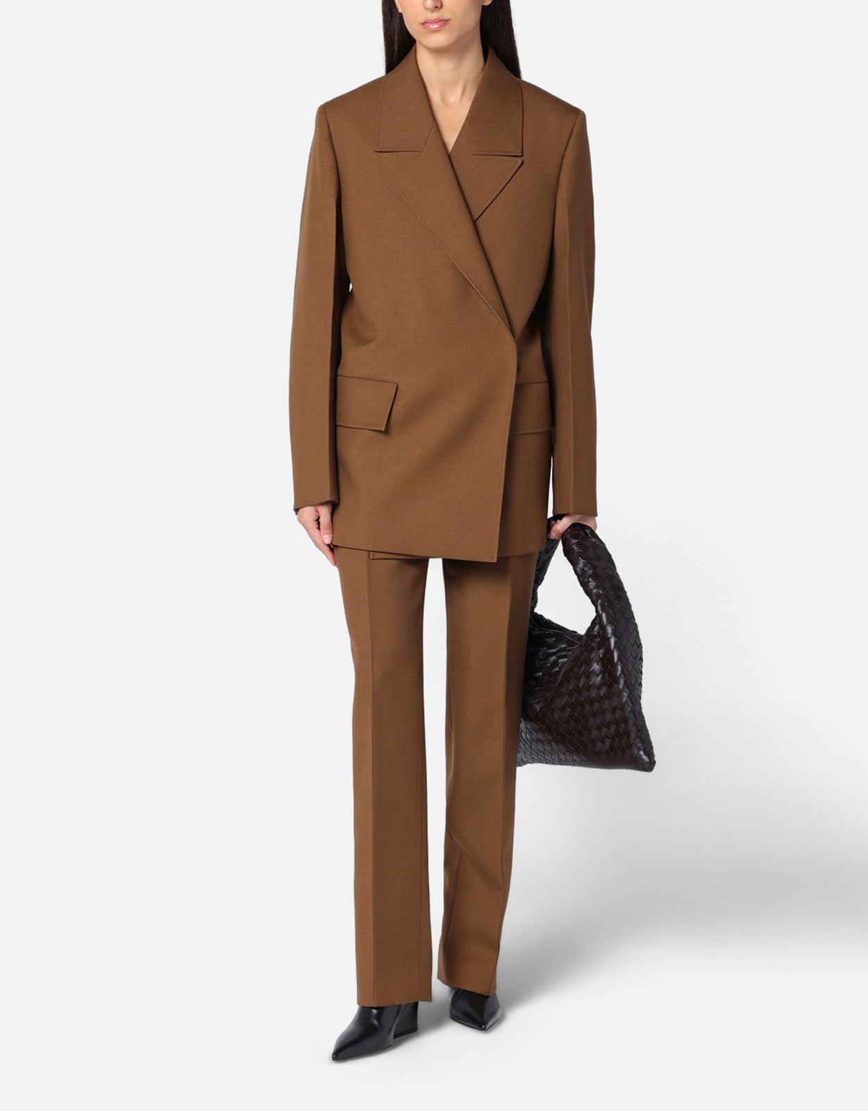 Jil Sander ブラウンウールダブルブレストジャケット (すべての新品
