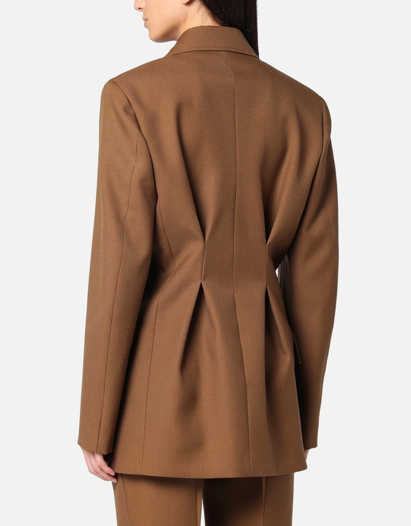 Jil Sander ブラウンウールダブルブレストジャケット (すべての新品