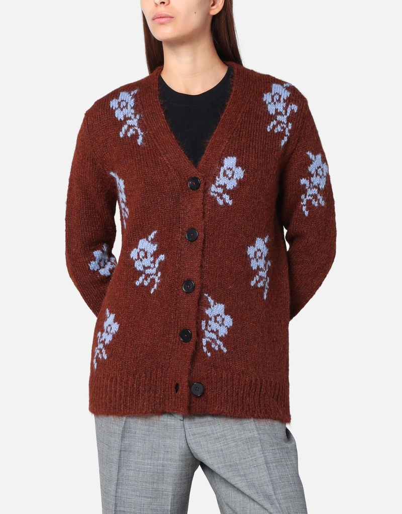 Jil Sander Wool Floral Inlay Cardigan (Tops) IFCHIC.COM