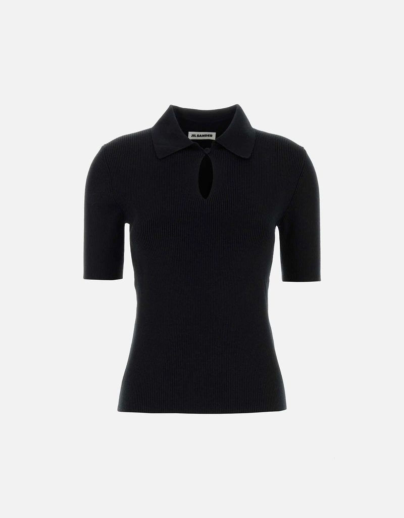JIL SANDER ブラック ポロシャツ Jil Sander ブラックバージンウールポロシャツ (すべての新品) IFCHIC.COM