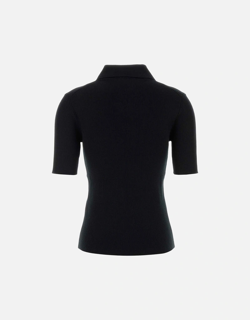 Jil Sander ブラックバージンウールポロシャツ (すべての新品) IFCHIC.COM