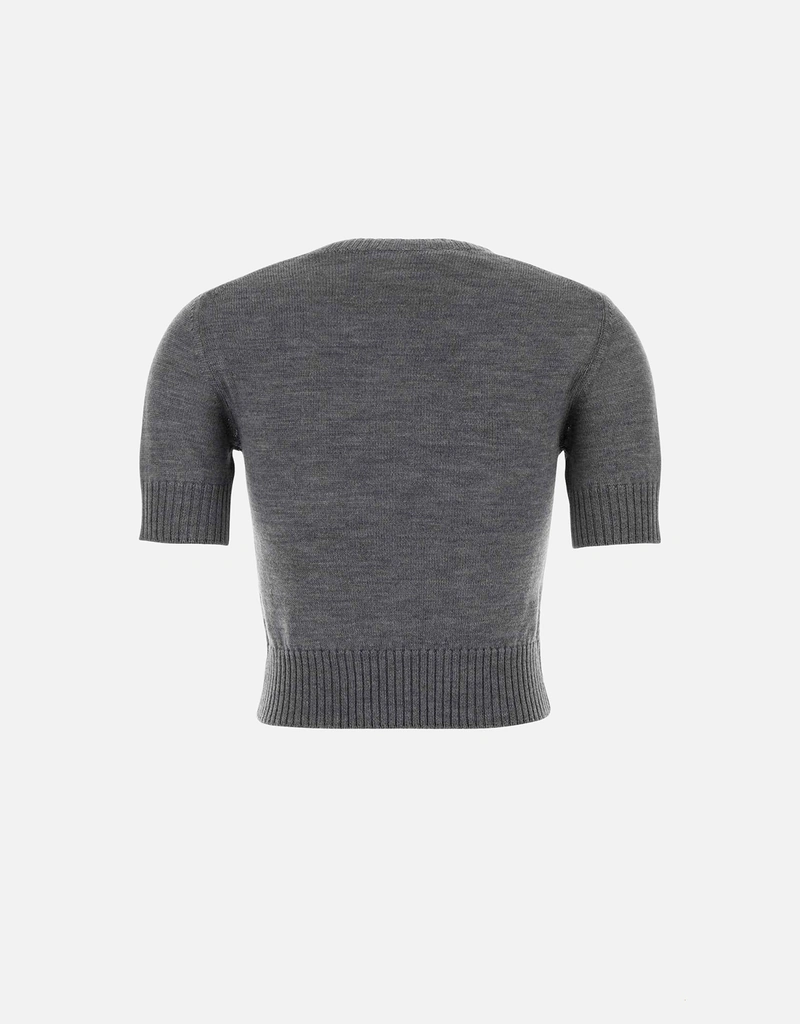Jil Sander Dark Grey Virgin Wool Short-Sleeve Sweaters (All New In