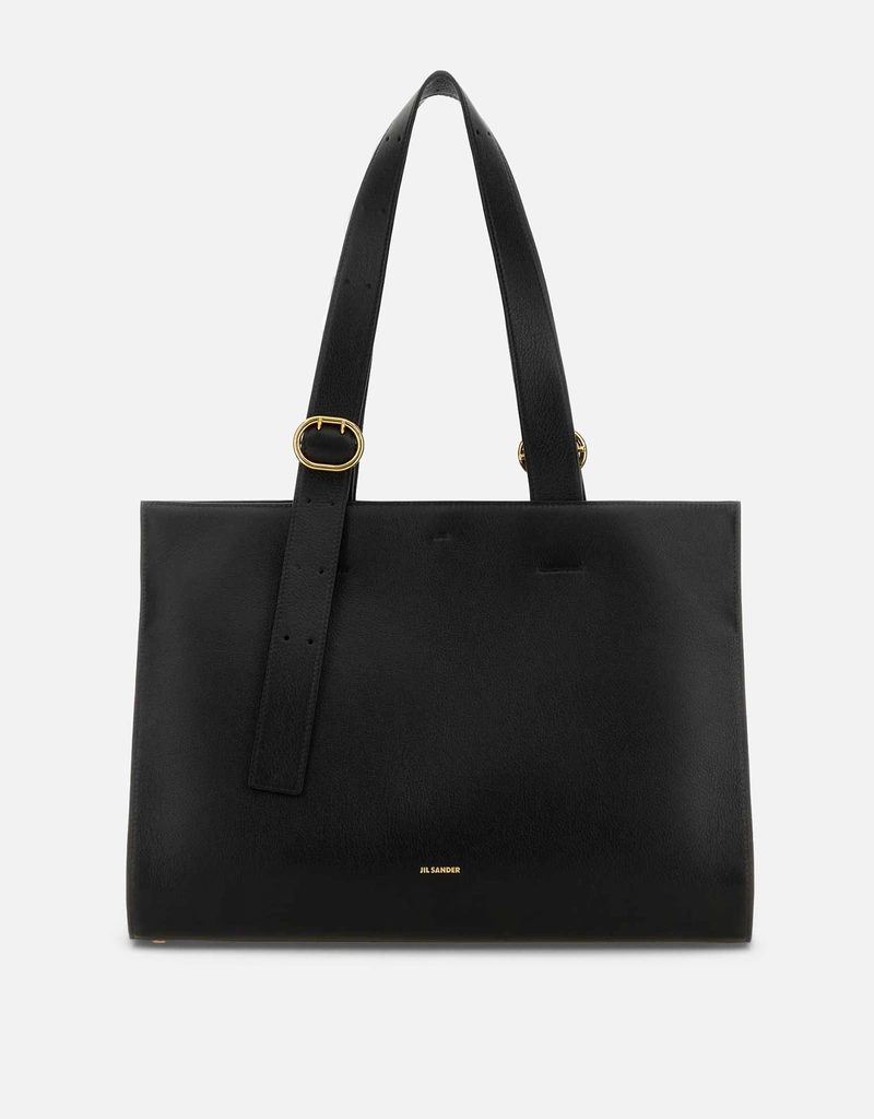 Jil Sander ブラックペブルレザーショッピングバッグ () IFCHIC.COM Jil Sander ブラックペブルレザーショッピングバッグ () IFCHIC.COM