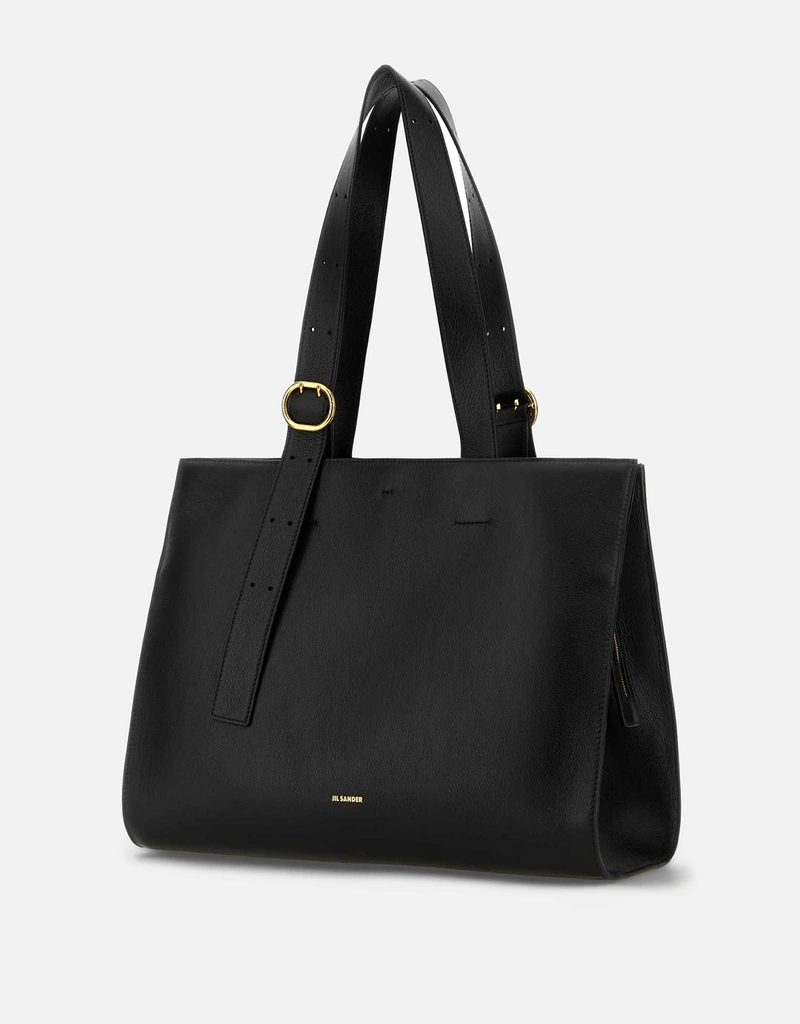 Jil Sander ブラックペブルレザーショッピングバッグ () IFCHIC.COM Jil Sander ブラックペブルレザーショッピングバッグ () IFCHIC.COM