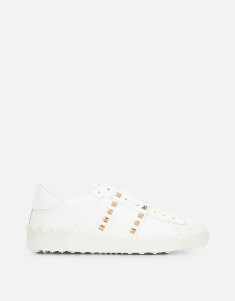 Valentino Garavani メンズ プラチナ仕上げスタッズ付きレザー Valentino Garavani メンズ プラチナ仕上げスタッズ付きレザー