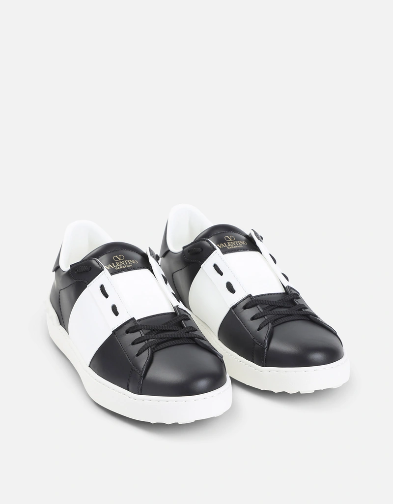 VALENTINO レザースニーカー　ホワイト×ブラック　サイズ 35.5 Valentino Garavani メンズカーフレザースニーカー (すべての新品