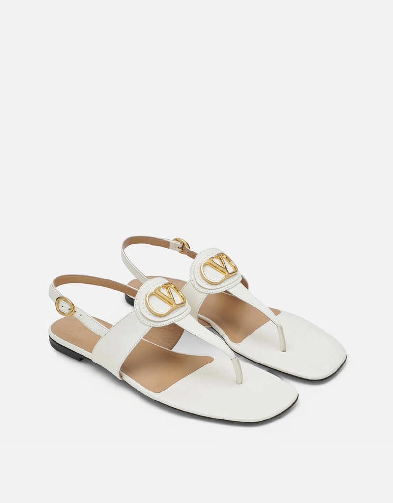 Valentino Garavani アイボリー Vlogo シグネチャー レザー トング