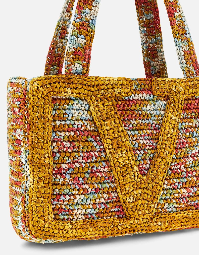 Valentino Garavani Medium Multicolor Synthetic Raffia Crochet