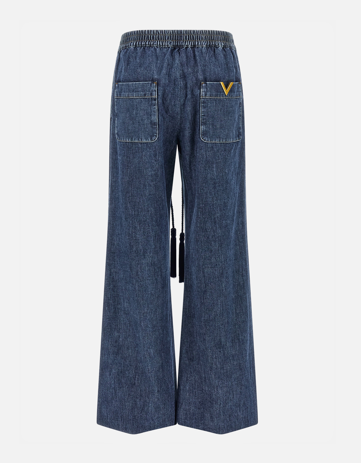 Valentino Garavani Solid Chambray Medium Wash Denim Wide Flared