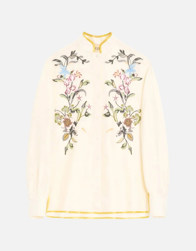 VALENTINO 花柄 蝶柄 Tシャツ ホワイト Valentino Garavani 花柄刺繍リネンシャツ (すべての新品) IFCHIC.COM