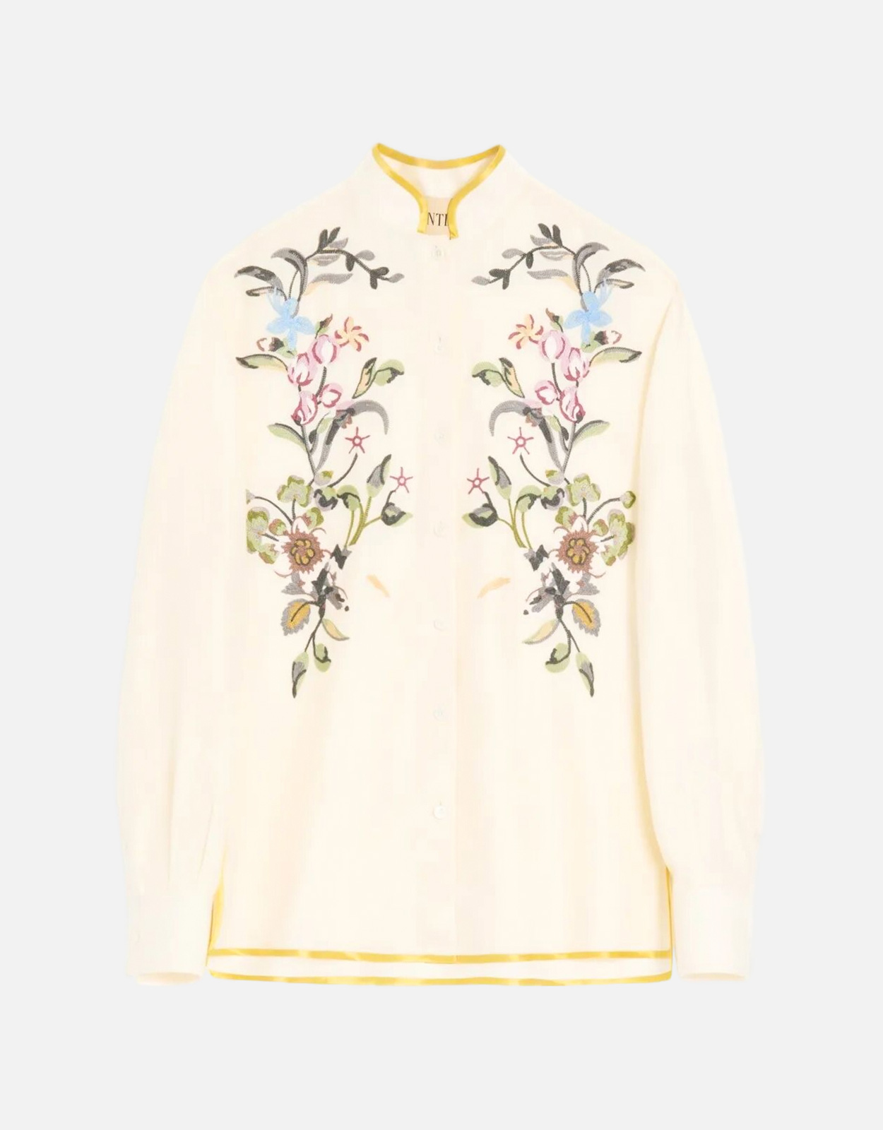 VALENTINO ガーデンフラワー ロゴエンブロイダリー シャツ　38 Valentino Garavani Floral Thread Embroidery Linen Shirt (All New