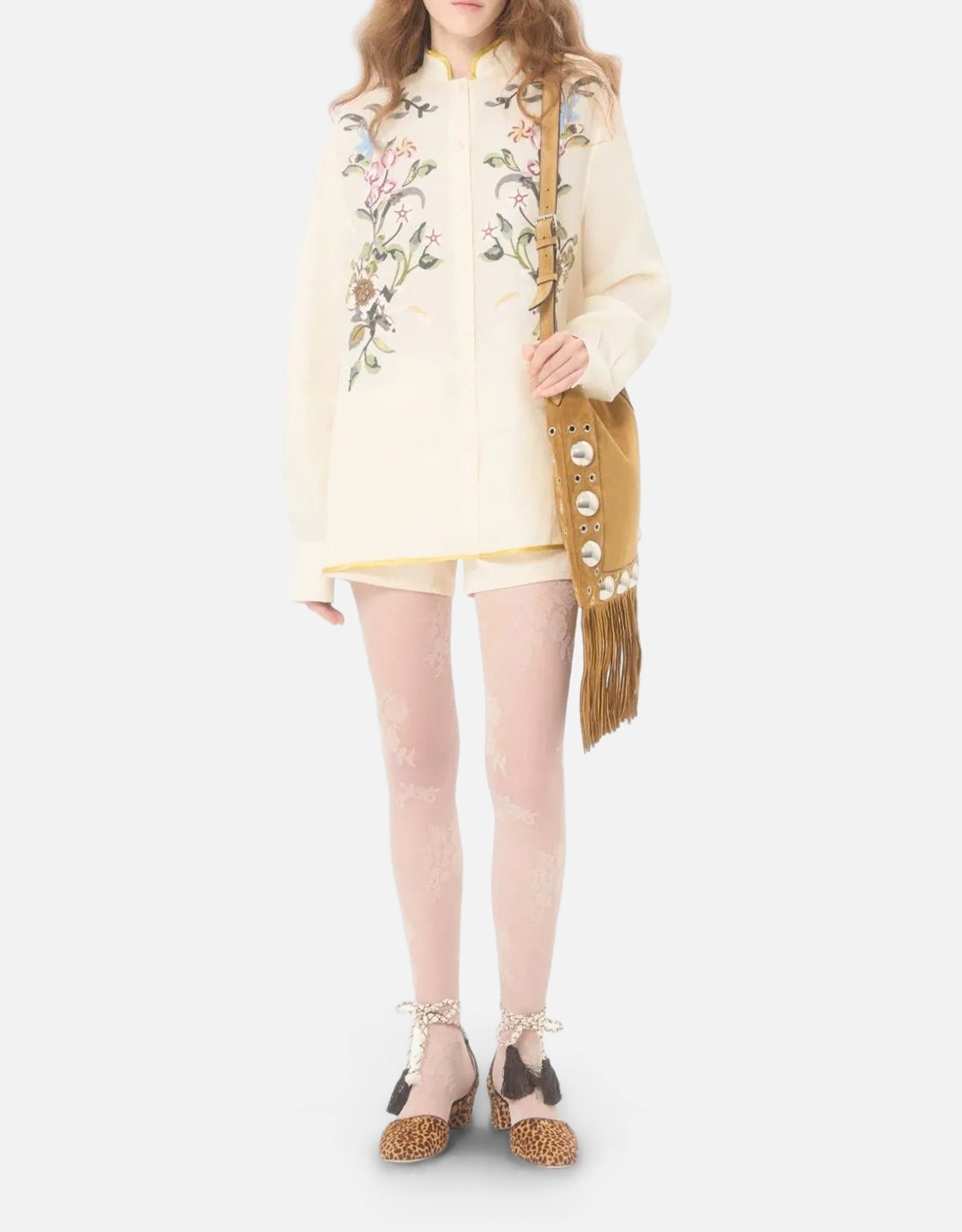 Valentino Garavani Floral Thread Embroidery Linen Shirt (All New