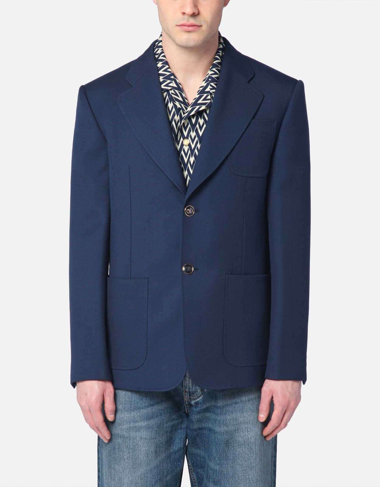 Valentino Garavani Men's Blue Single Breasted Wool Jacket - IT 46　ヴァレンティノ ガラヴァーニ メンズ ブルー シングルブレスト ウール ジャケット - IT 46 Valentino