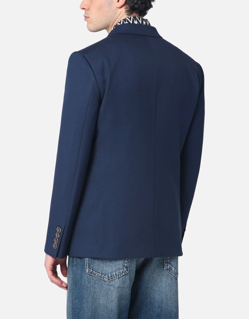 Valentino Garavani メンズブルーシングルブレストウールジャケット