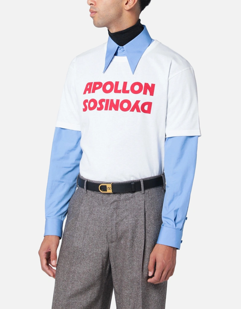 Valentino Garavani メンズホワイトコットンプリントTシャツ (シャツ