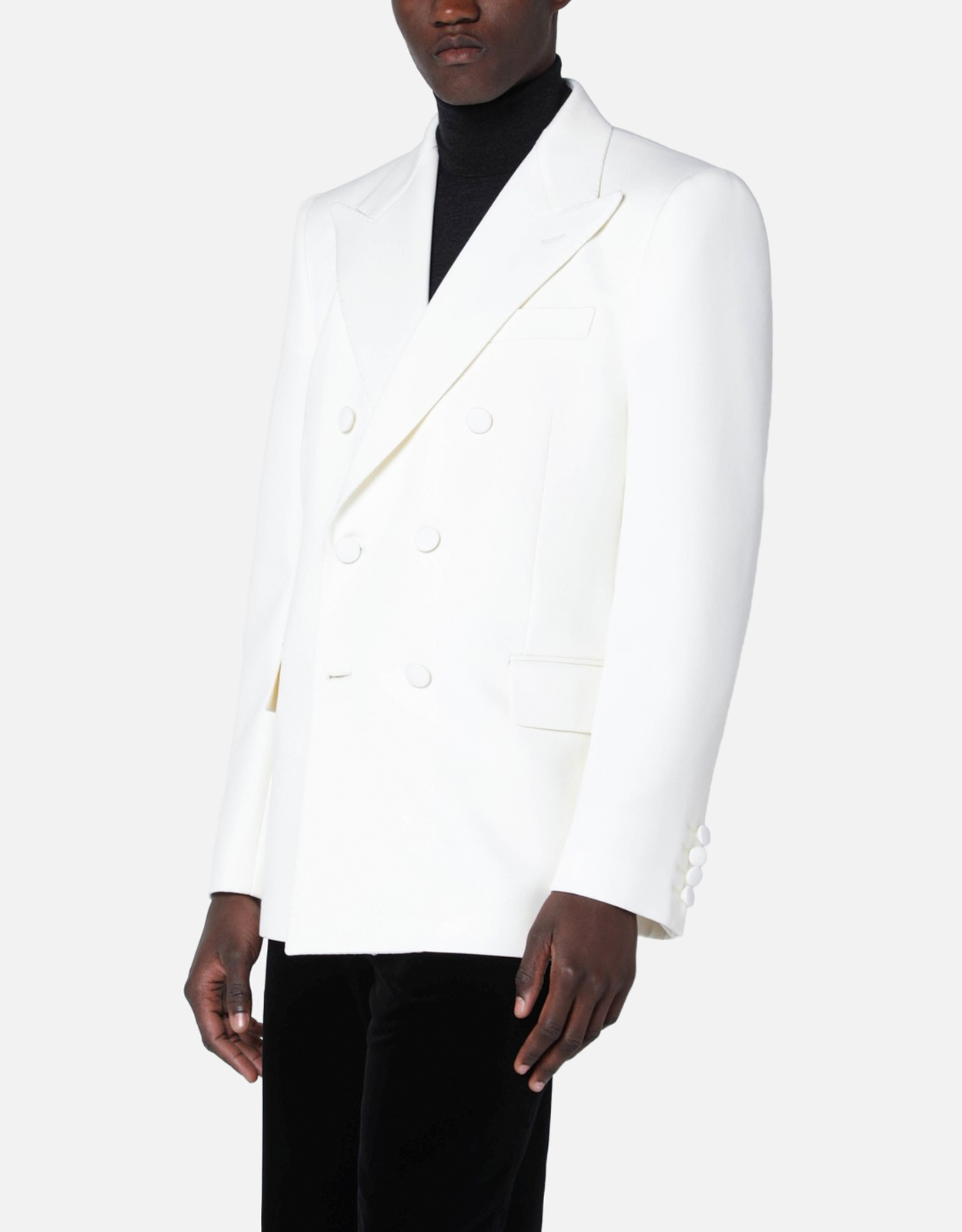 Valentino Garavani Men's Milk Colored Wool Double Breasted Jacket - IT 48　ヴァレンティノ ガラヴァーニ メンズ ミルクカラー ウール ダブルブレスト ジャケット - IT 48 Valentino