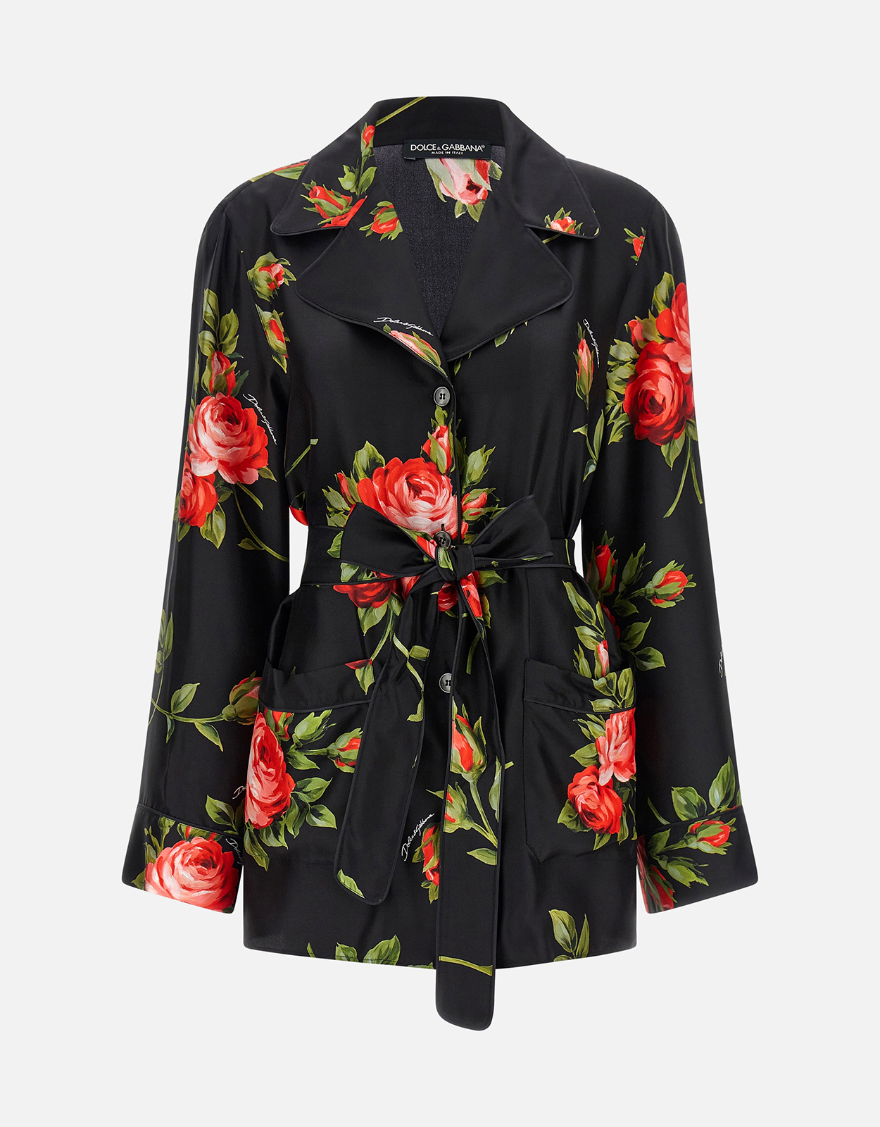 DOLCE&GABBANA カットソー トップス シルク 豪華 薔薇柄 36の通販