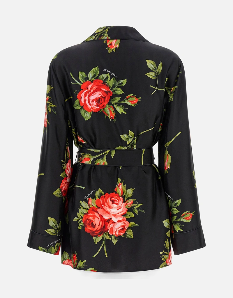 Dolce & Gabbana ローズブーケプリントバニティツイルシャツ (すべての