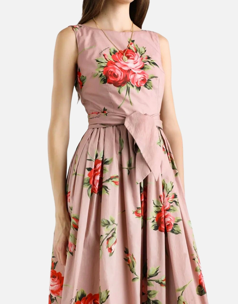 Dolce & Gabbana ローズブーケプリントコットンワンピース (すべての