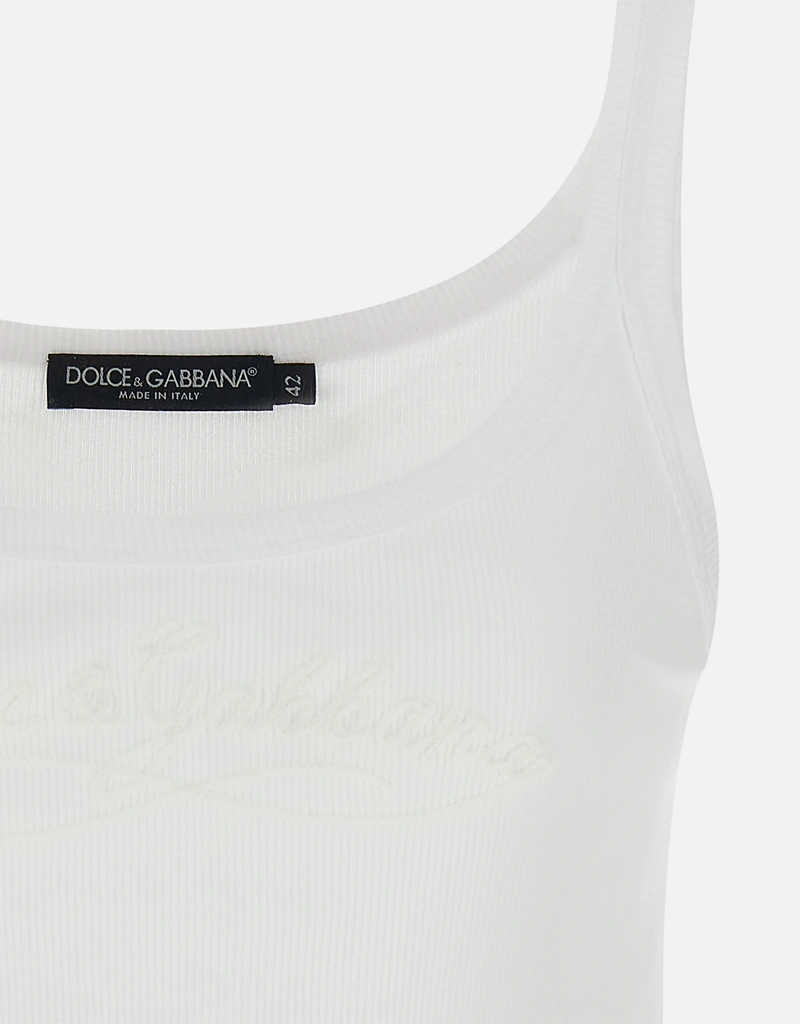 Dolce & Gabbana ロゴ刺繍コットンタンクトップ (すべての新品) IFCHIC.COM