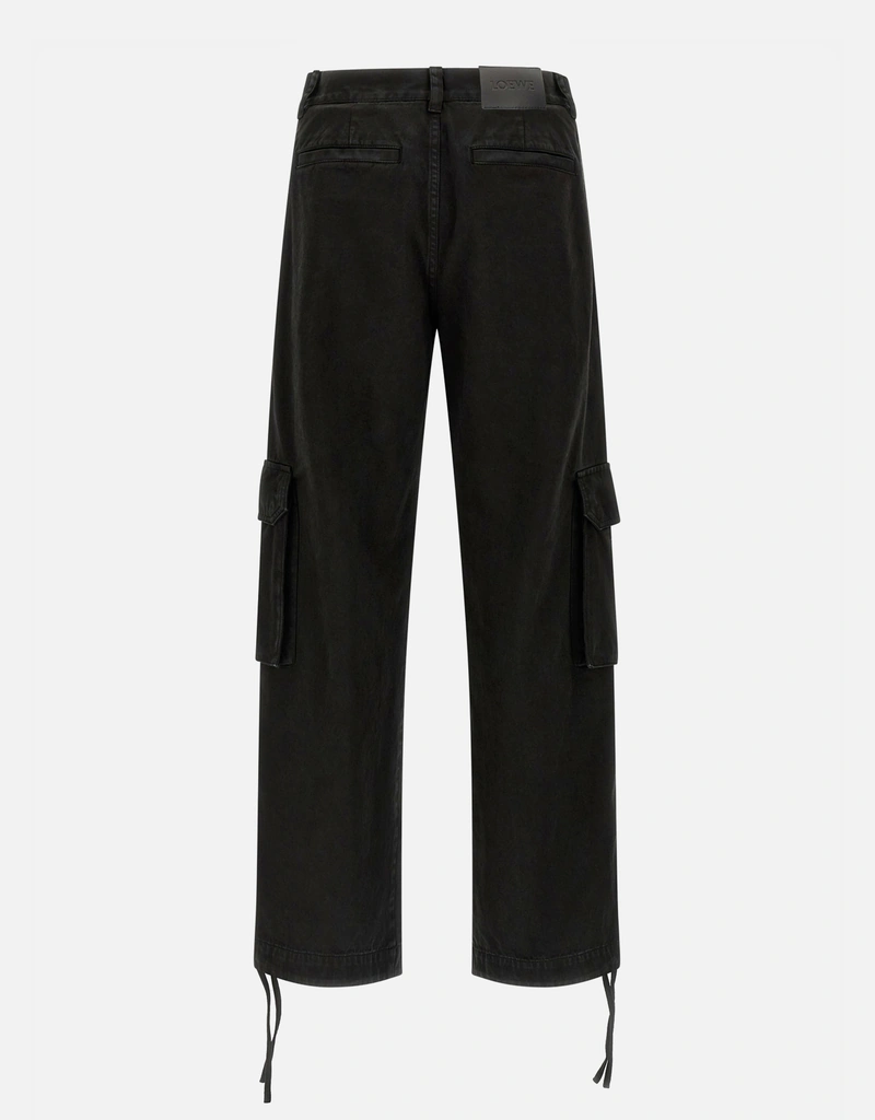Loewe メンズ カーゴ コットン カーフレザーパンツ (すべての新品