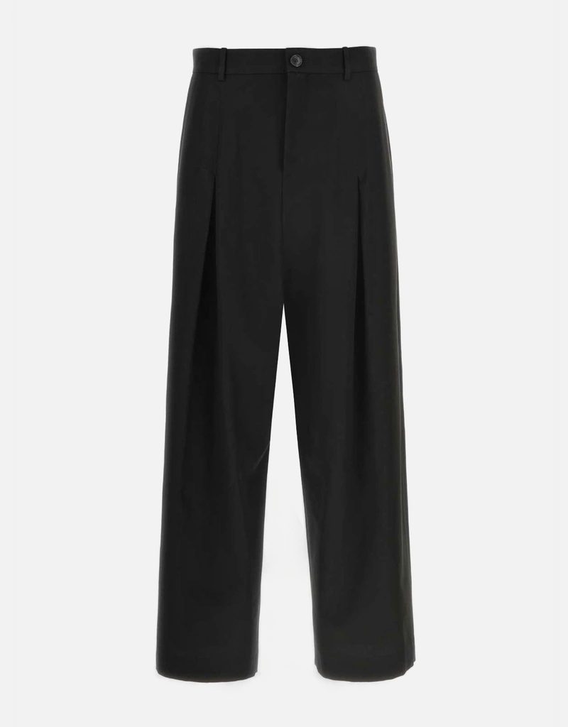 Loewe メンズコットンロークロッチルーズフィットワイドレッグパンツ