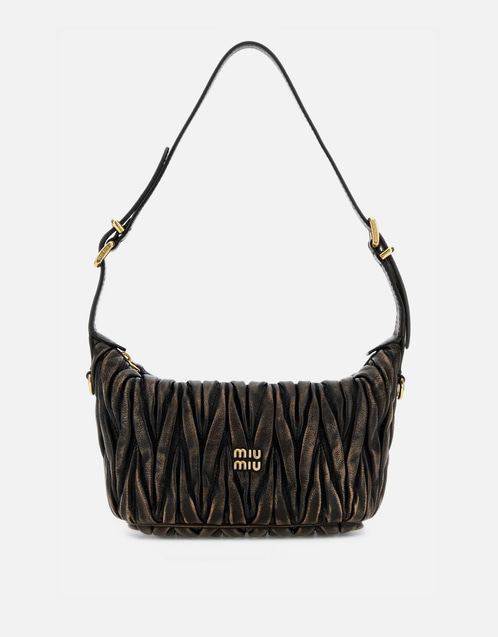 MIU MIU ダークブラウン パーティーバッグ Miu Miu ダークブラウンレザーハンドバッグ () IFCHIC.COM