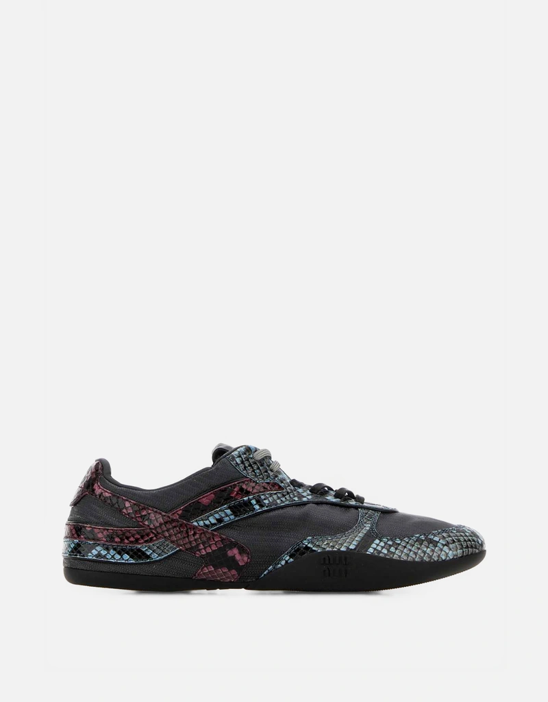 Miu Miu Gymnasium Technical Fabric And Python-Print Ayers Leather