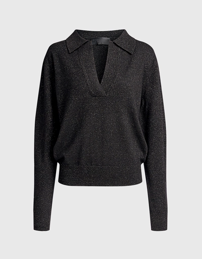Stanton V-neck Metallic Wool-blend Sweater