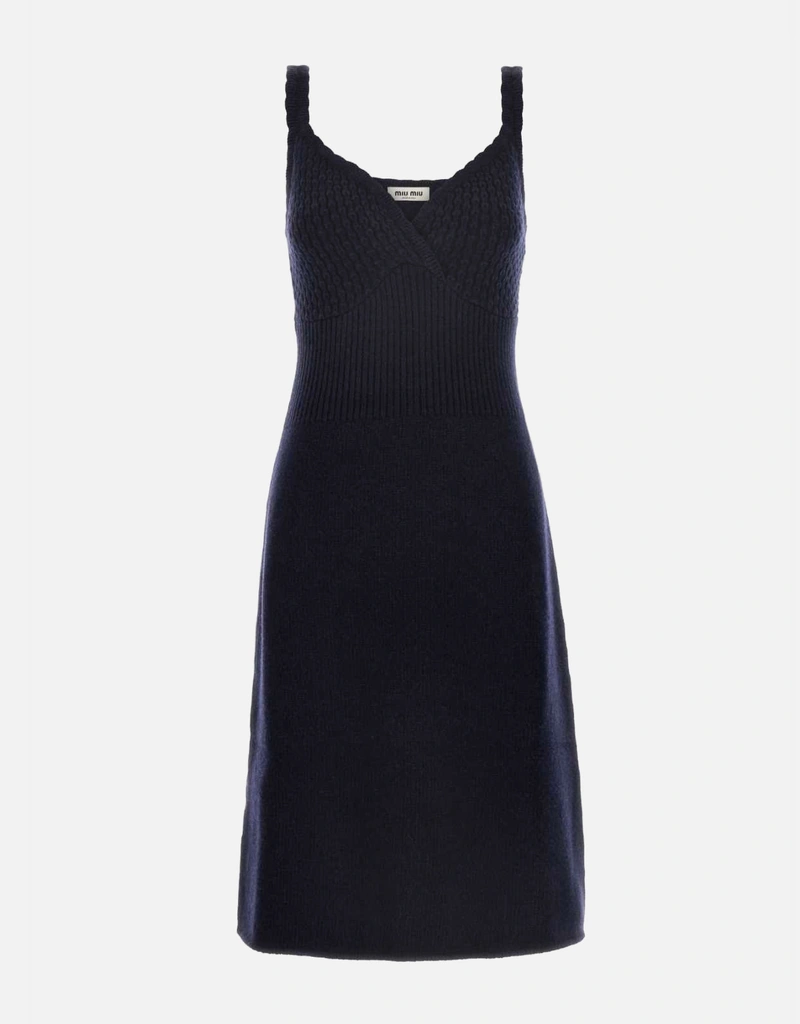 Miu Miu ネイビーブルー純毛ドレス (すべての新品) IFCHIC.COM