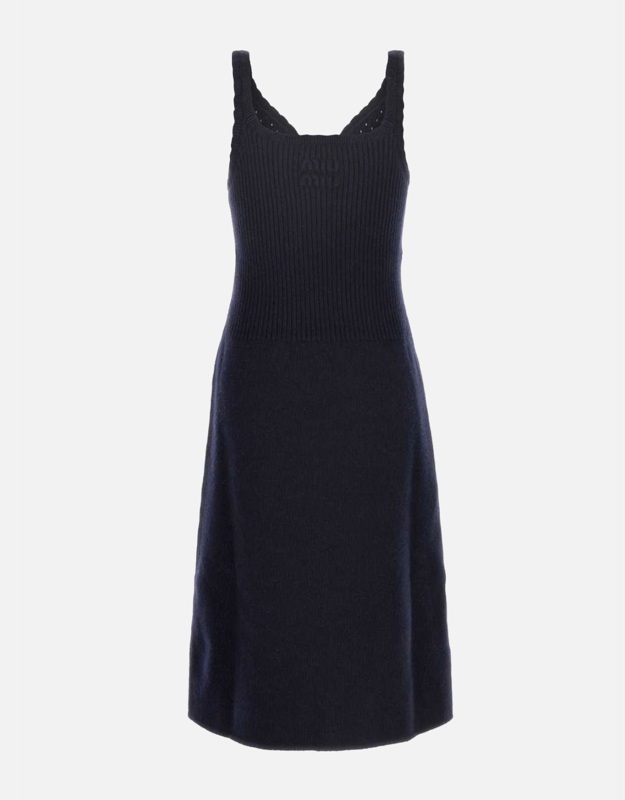 MIUMIUノースリーブダークブルーウールドレス Miu Miu ネイビーブルー純毛ドレス (すべての新品) IFCHIC.COM