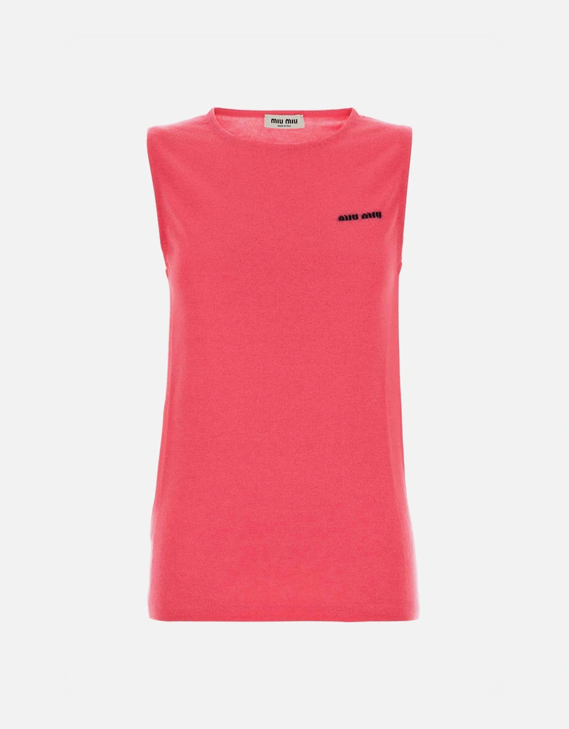 Miu Miu カシミヤシルククルーネックノースリーブニットトップ (すべて
