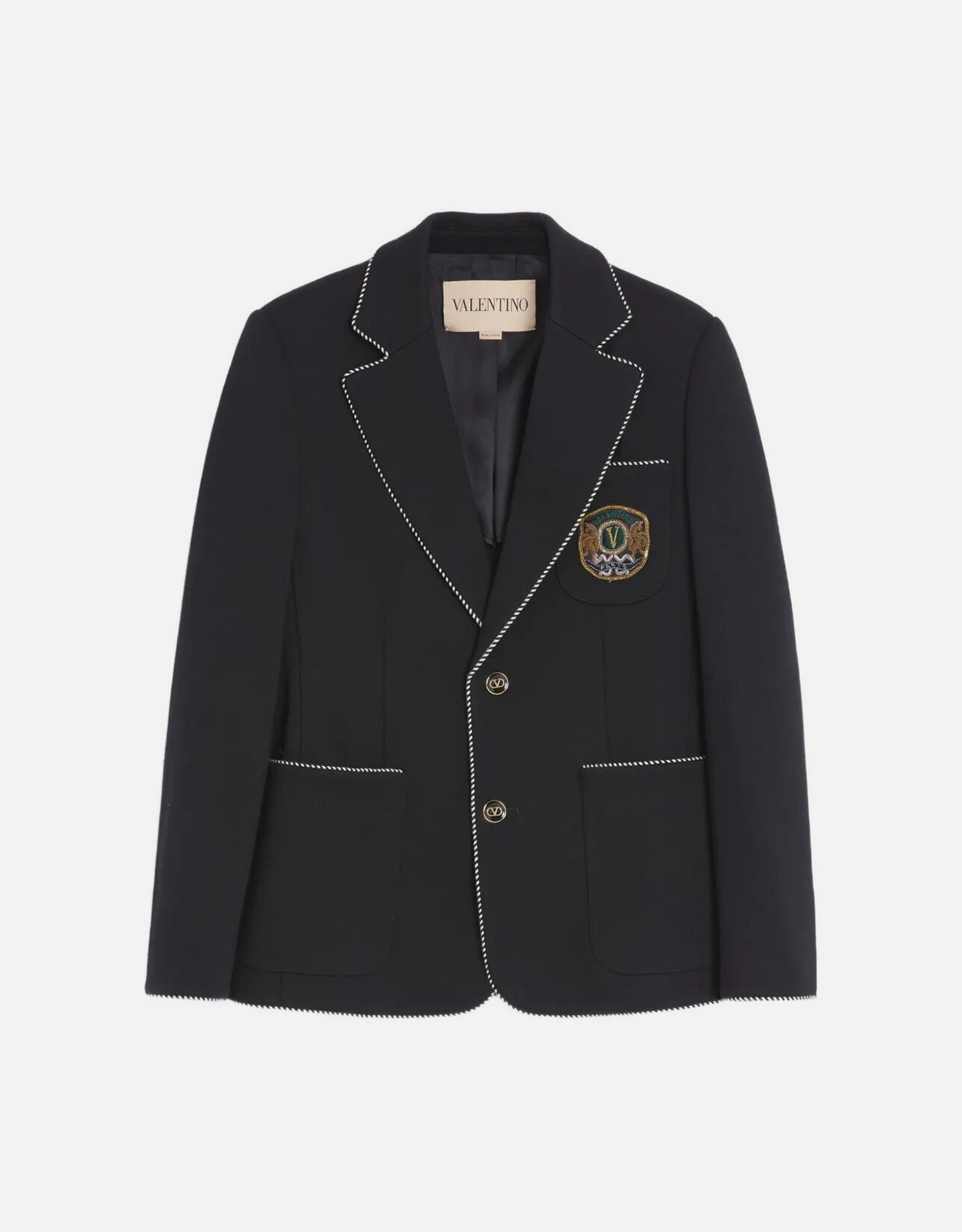 Valentino Garavani メンズ シングルブレスト ウール ブレザー パッチ